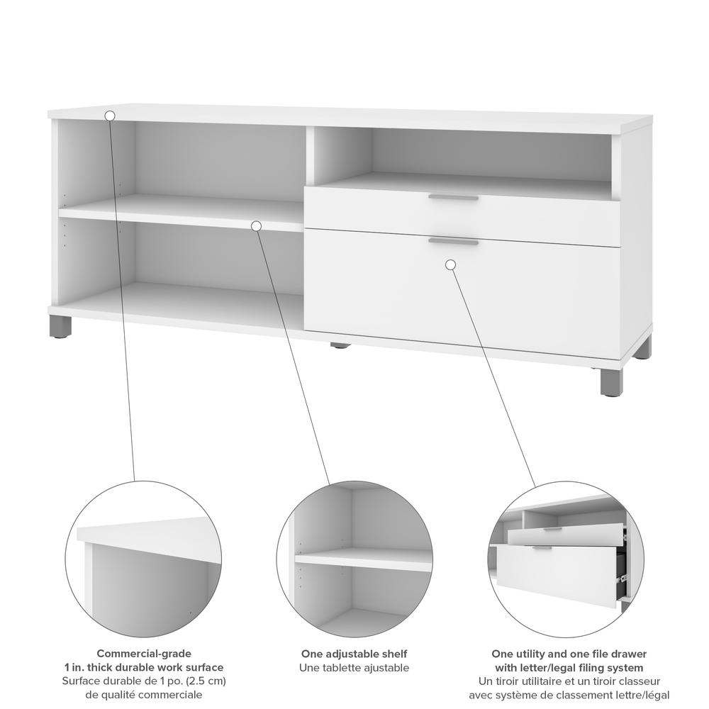 Bestar Pro-Linea 72W Credenza with 2 Drawers , White. Picture 4