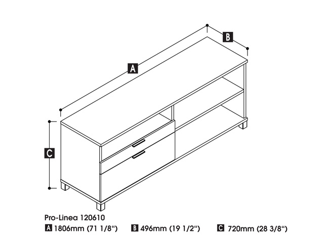Pro-Linea Credenza with two drawers in Bark Gray. Picture 2