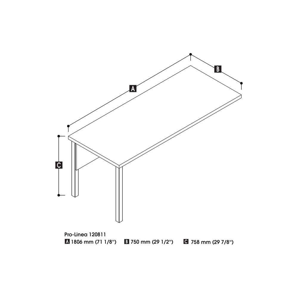 72W Return Table with Metal Legs. Picture 2