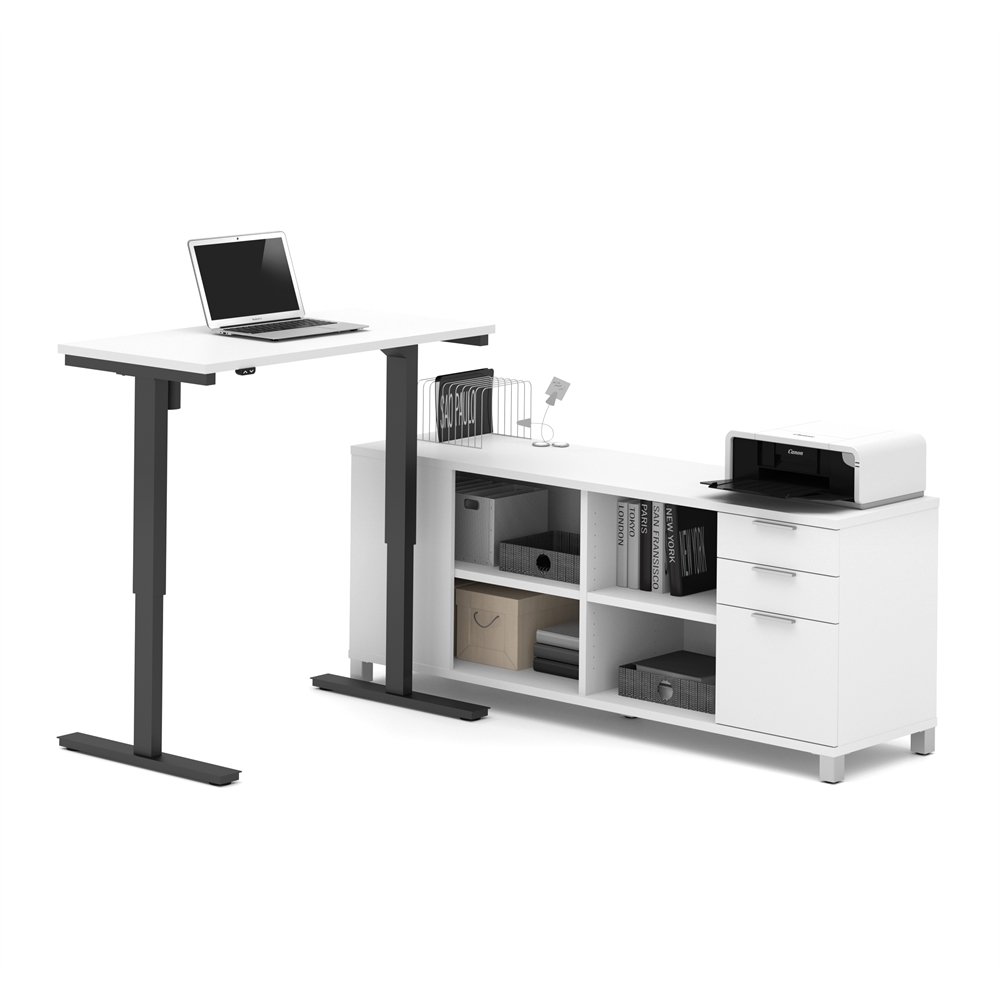 72W L-Shaped Standing Desk. Picture 1