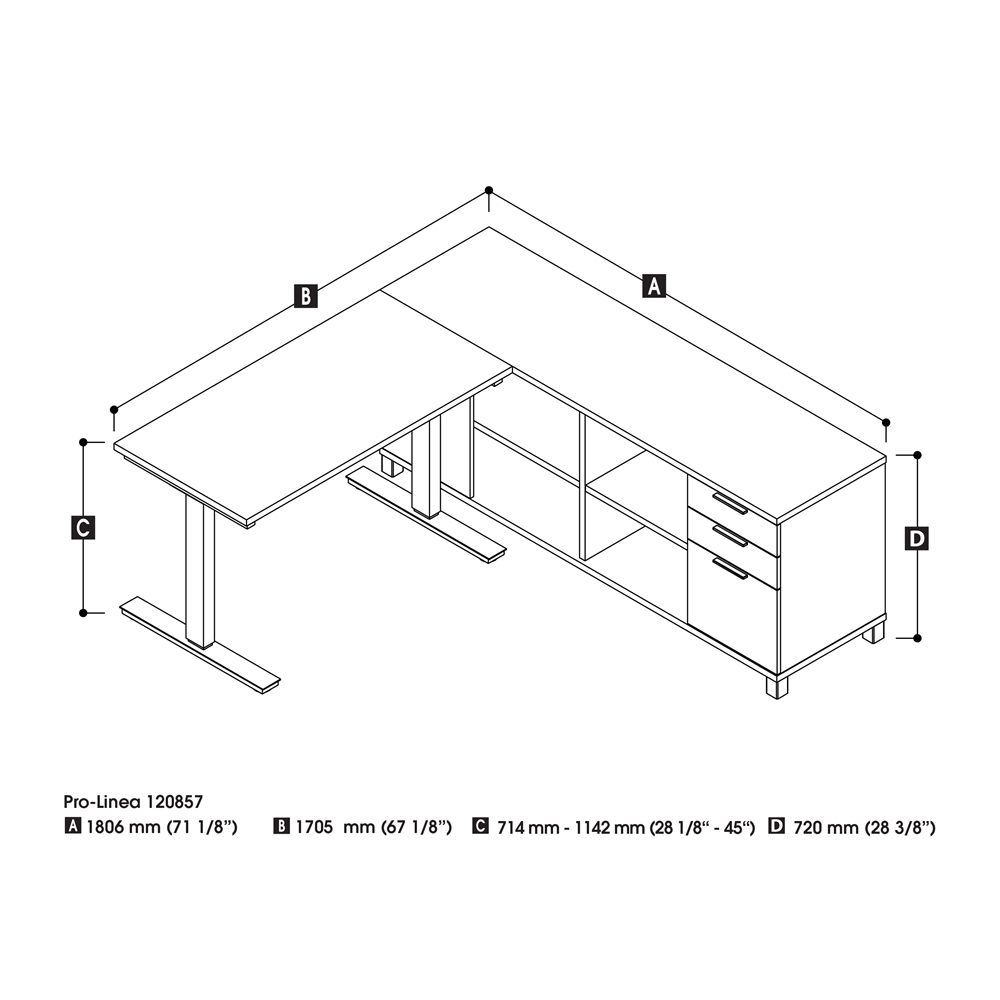72W L-Shaped Standing Desk. Picture 4