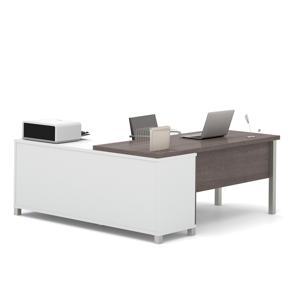 72W L-Shaped Desk with Metal Legs. Picture 2
