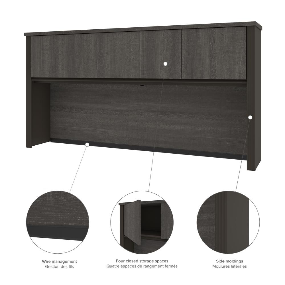 72W L-Shaped Standing Desk with Pedestal and Hutch. Picture 7