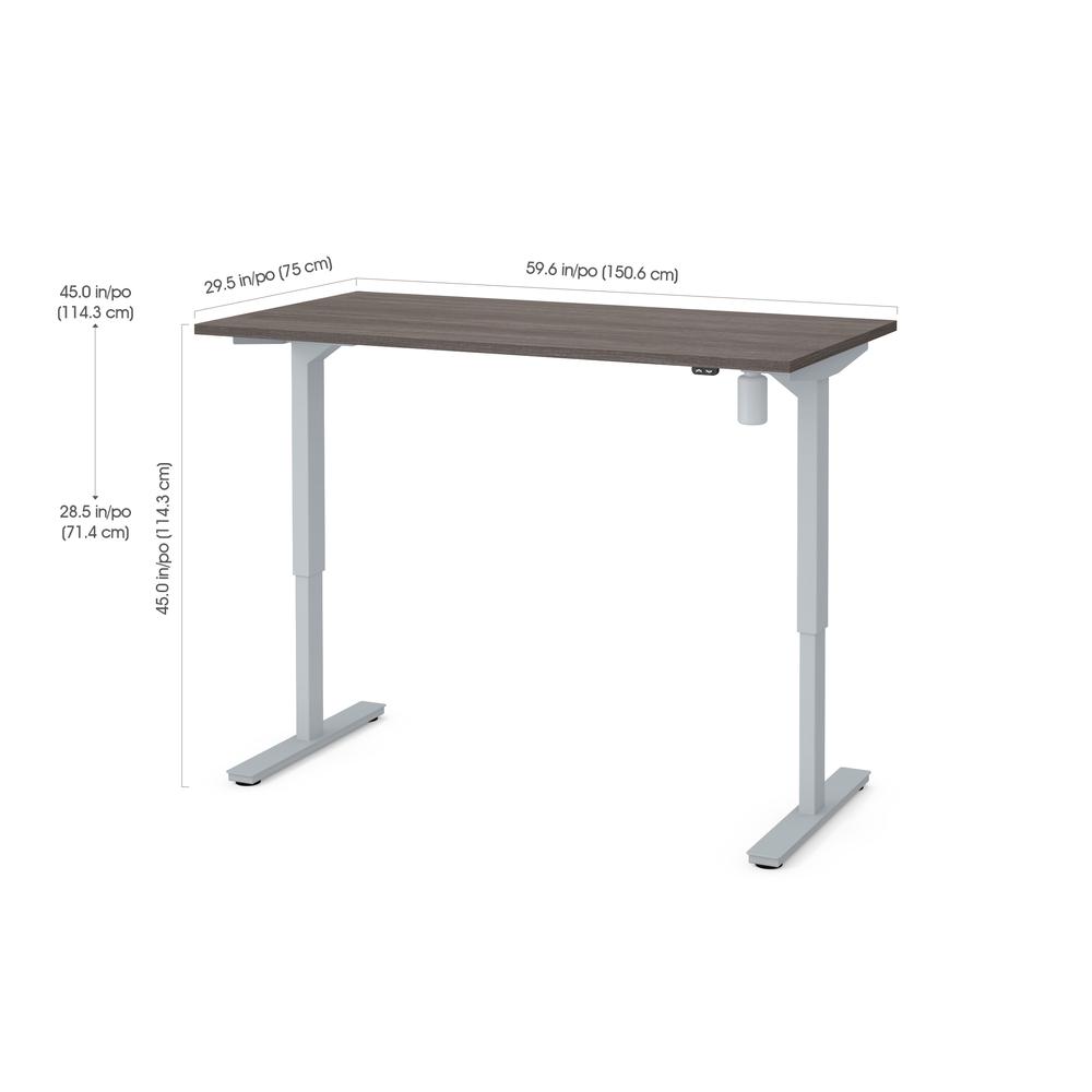 Bestar 30" x 60" Electric Height adjustable table in Bark Gray. Picture 1