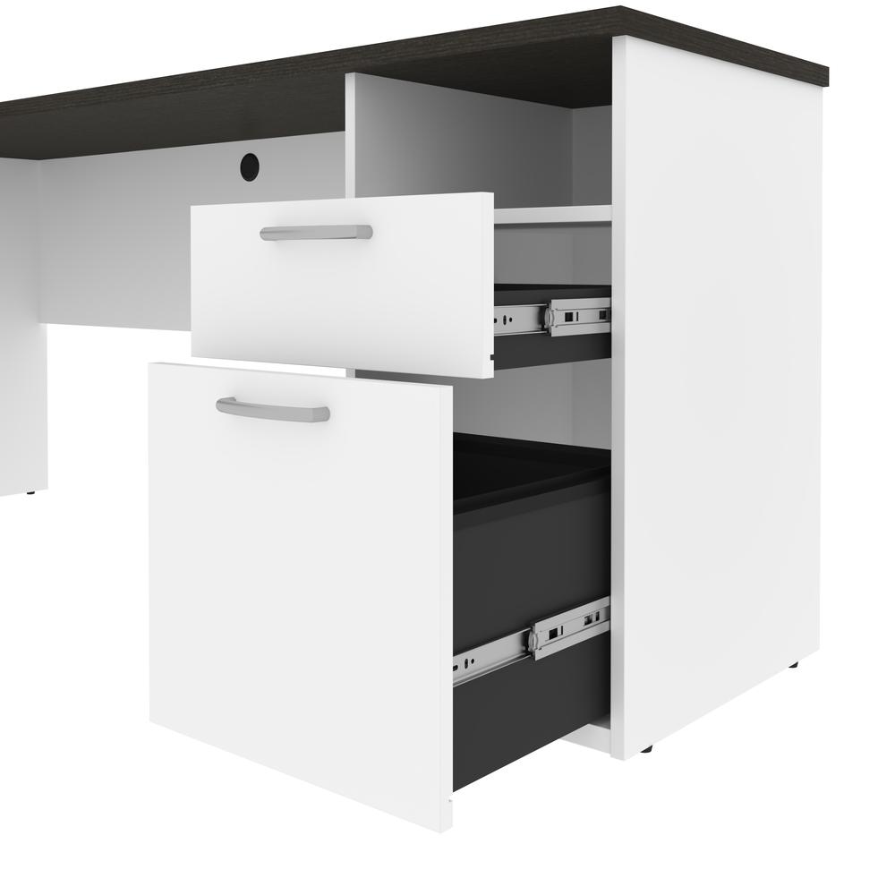 72W L-Shaped Standing Desk with Bookcase and File Cabinet. Picture 9