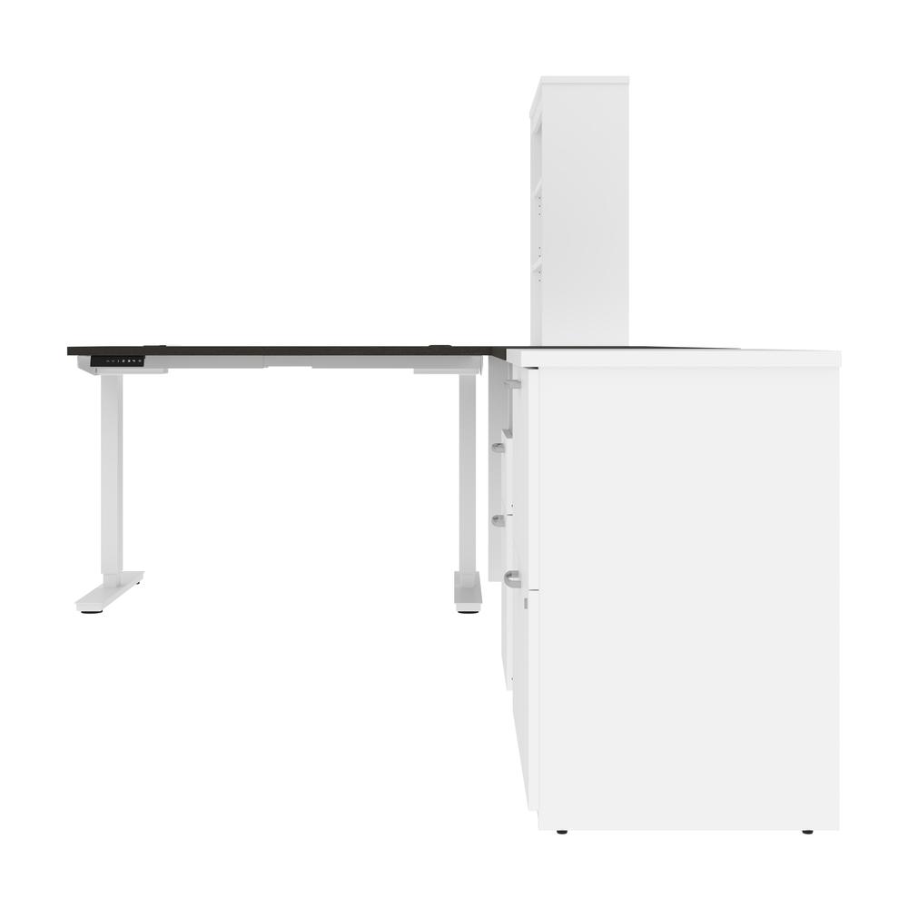 72W L-Shaped Standing Desk with Bookcase and File Cabinet. Picture 3