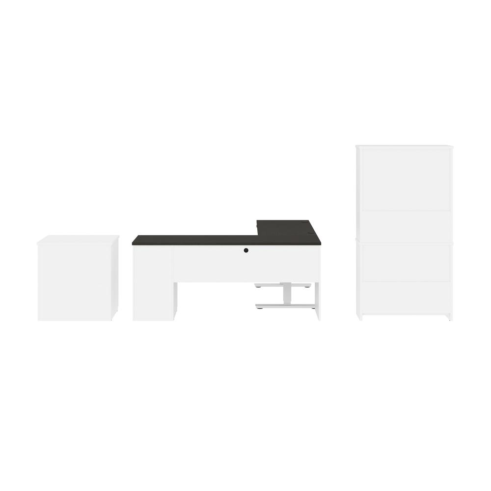 72W L-Shaped Standing Desk with Bookcase and File Cabinet. Picture 4