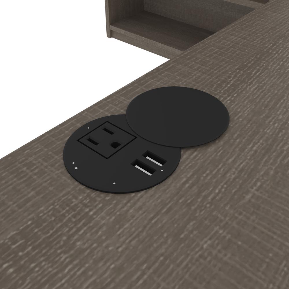 72W L-Shaped Standing Desk with Bookcase and File Cabinet. Picture 9