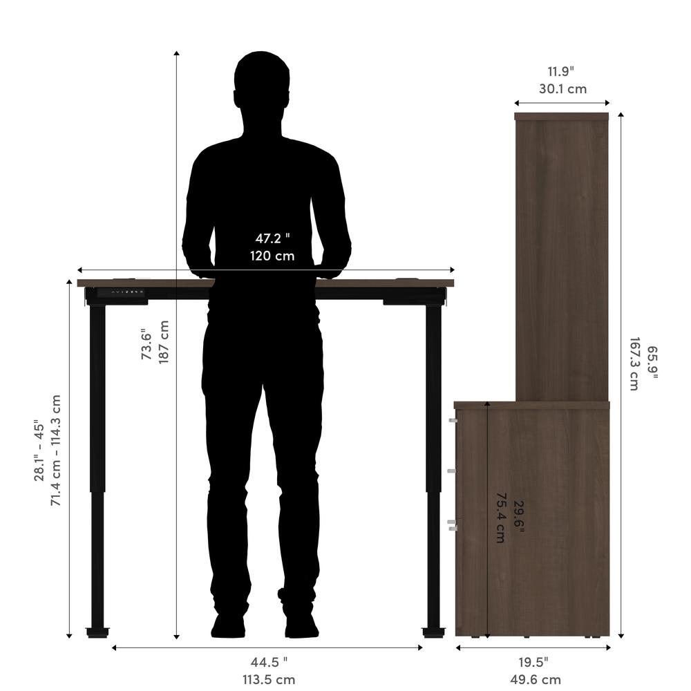 72W L-Shaped Standing Desk with Bookcase and File Cabinet. Picture 11