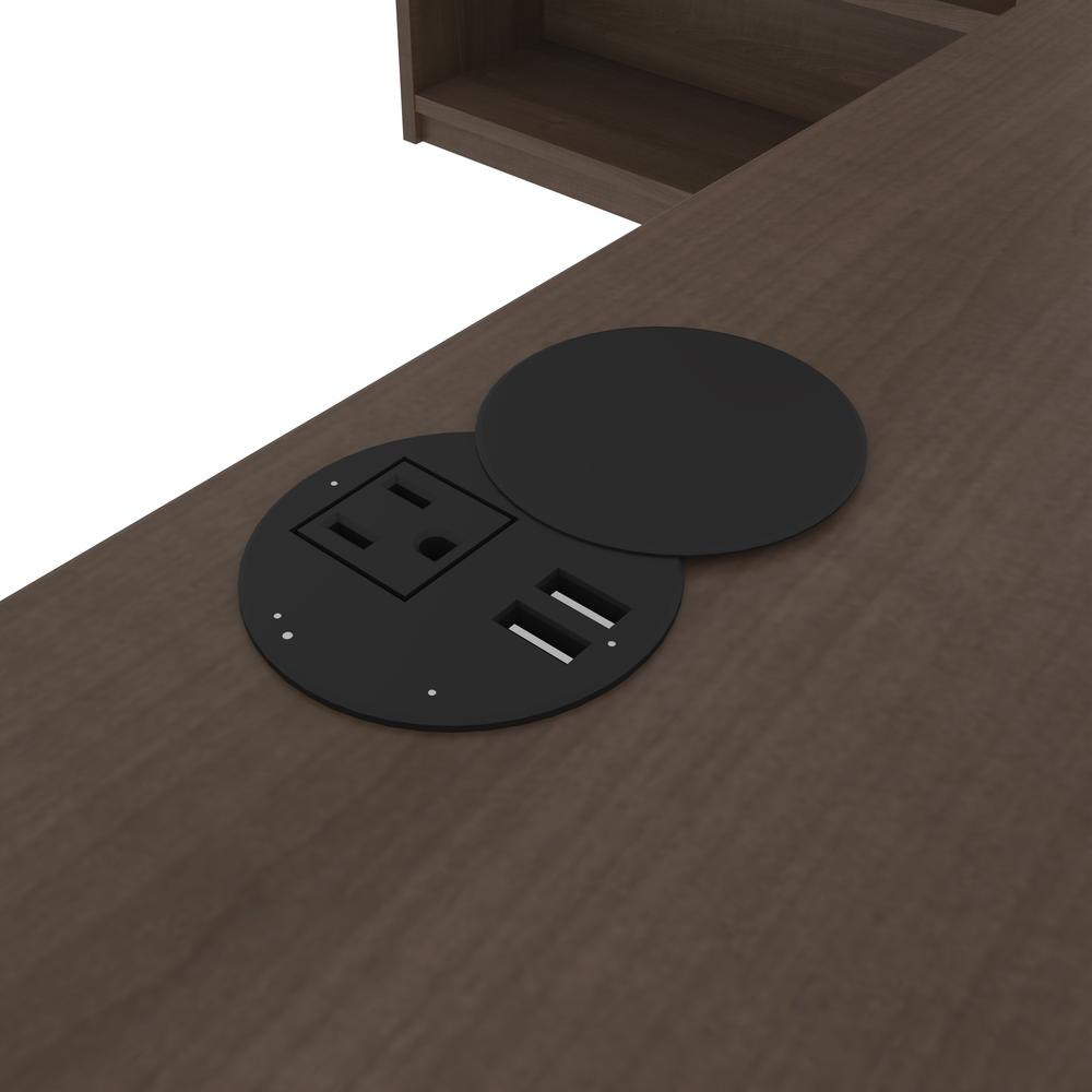 72W L-Shaped Standing Desk with Bookcase and File Cabinet. Picture 5