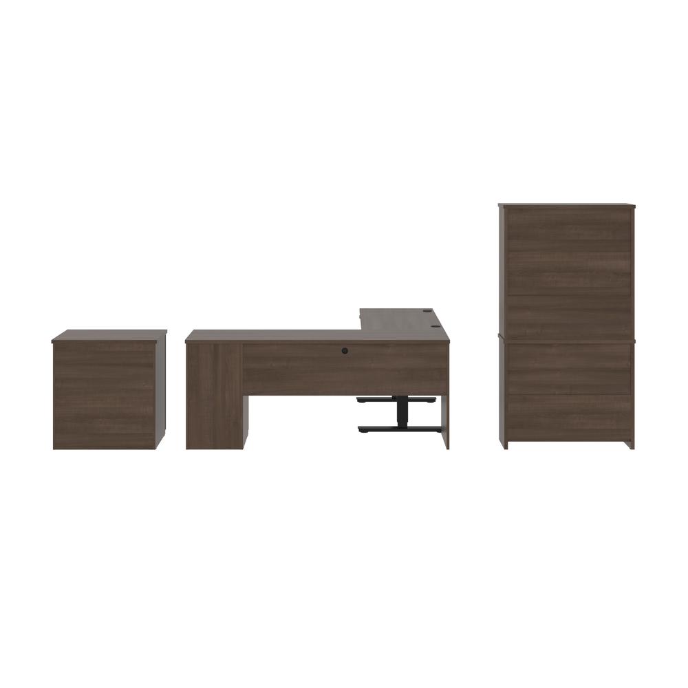 72W L-Shaped Standing Desk with Bookcase and File Cabinet. Picture 6