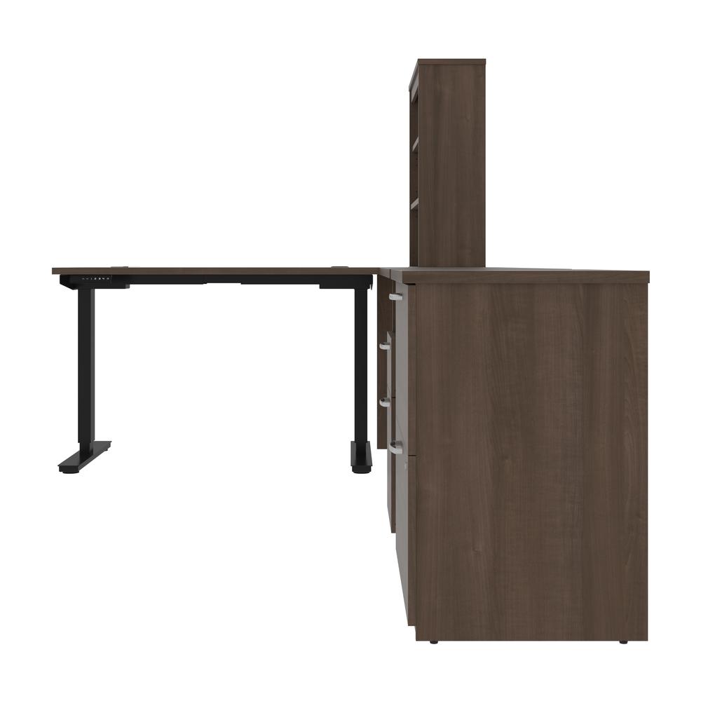 72W L-Shaped Standing Desk with Bookcase and File Cabinet. Picture 2