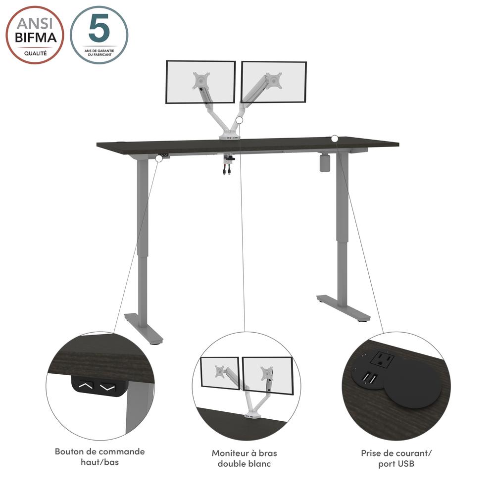 72W x 30D Standing Desk with Dual Monitor Arm. Picture 8