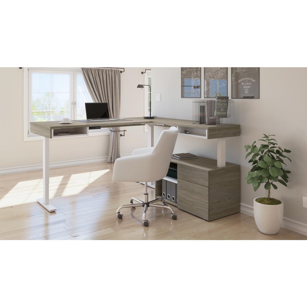 72W L-Shaped Standing Desk with Credenza. Picture 7