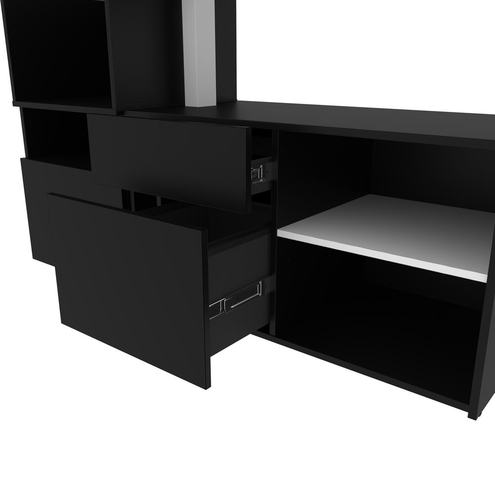 Two 72W L-Shaped Standing Desks with Dual Monitor Arms and Storage. Picture 8