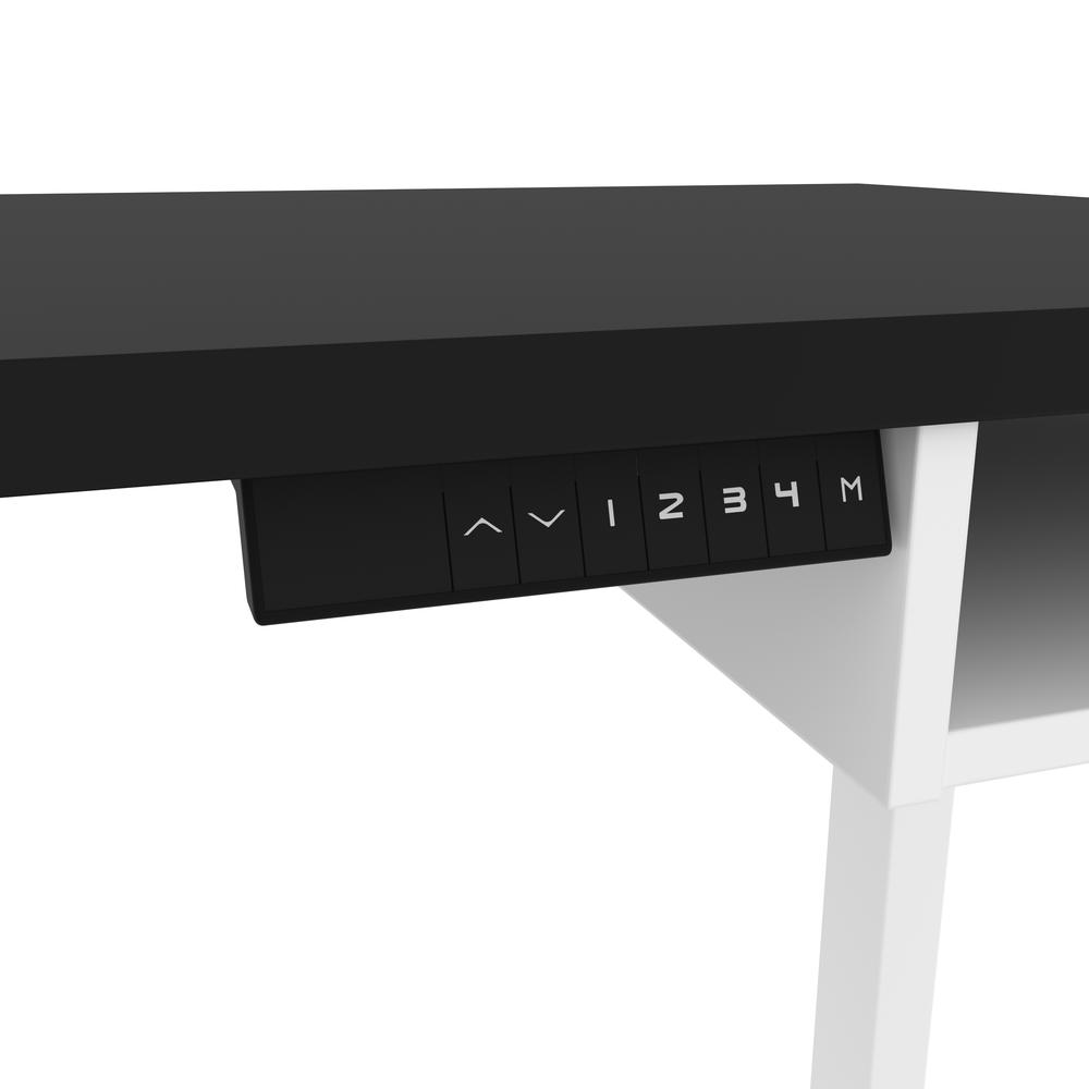 Two 72W L-Shaped Standing Desks with Dual Monitor Arms and Storage. Picture 9