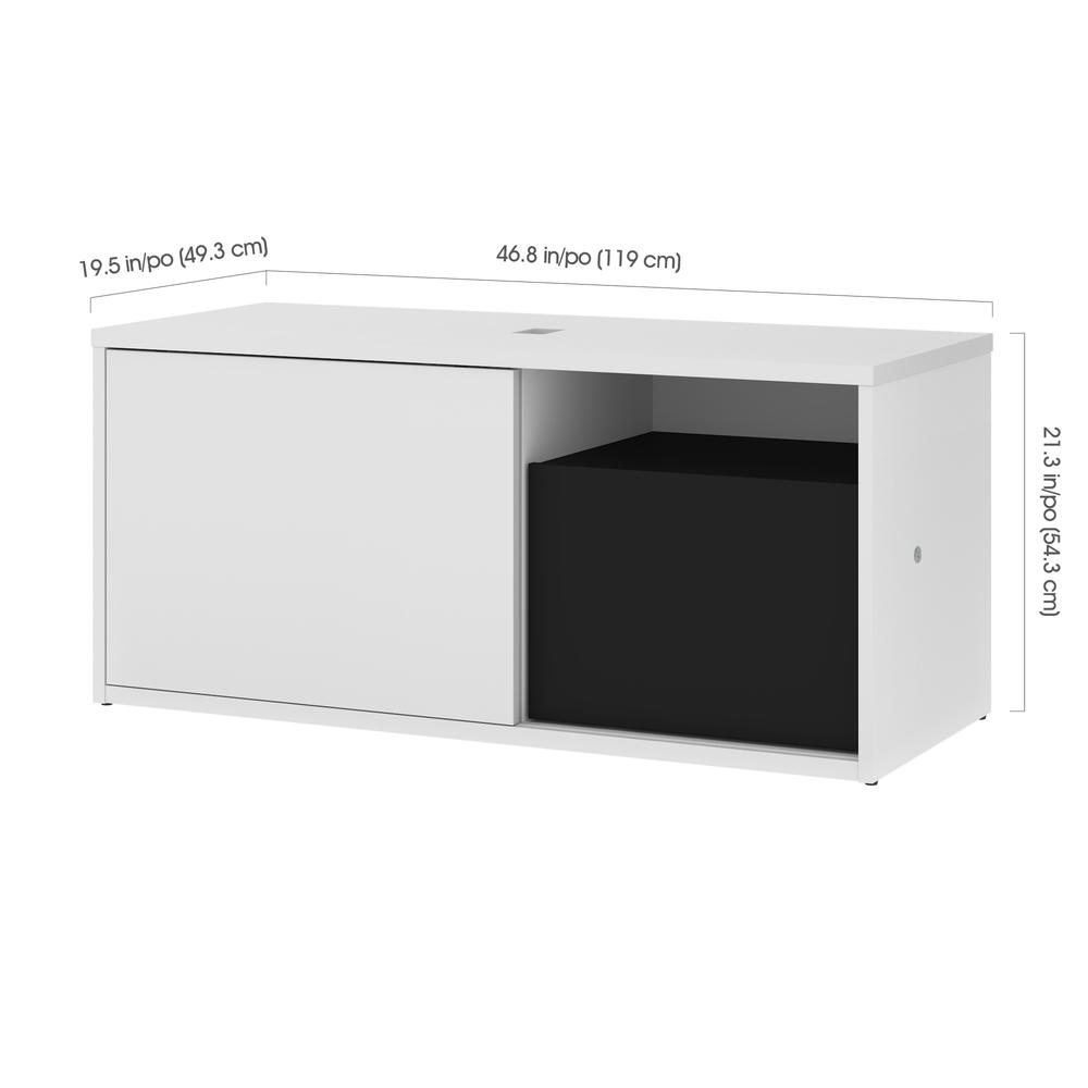 81W L-Shaped Standing Desk with Dual Monitor Arm and Credenza. Picture 6