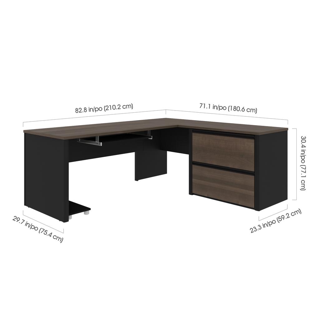 72W L-Shaped Desk with Lateral File Cabinet. Picture 8