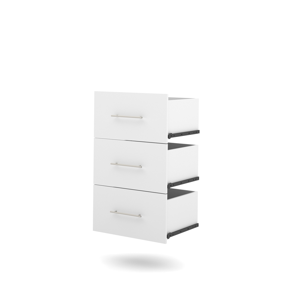 3 Drawer Set, White Dresser for Nebula 30-inch Closet Organizer. Picture 1
