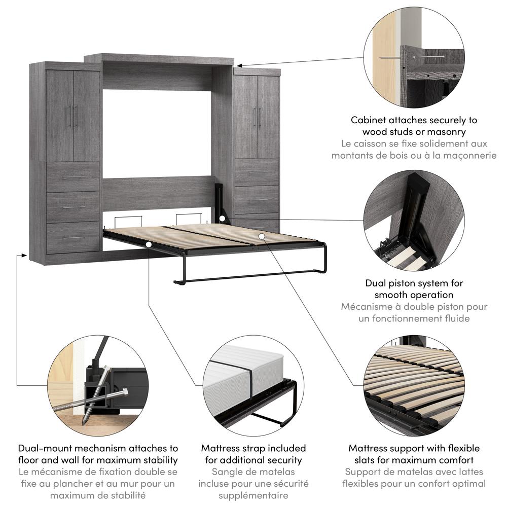 Nebula Queen Murphy Bed with 2 Wardrobes (115W). Picture 19