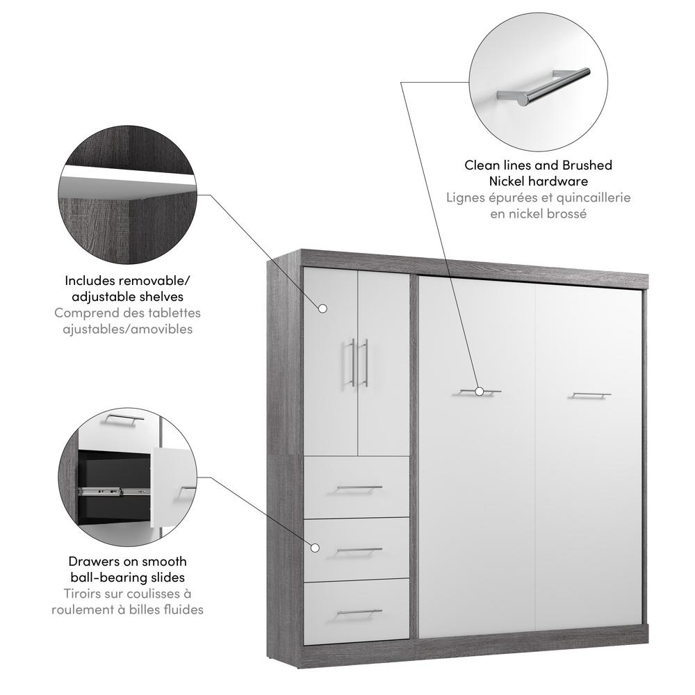 Nebula Full Murphy Bed with Wardrobe (84W). Picture 9