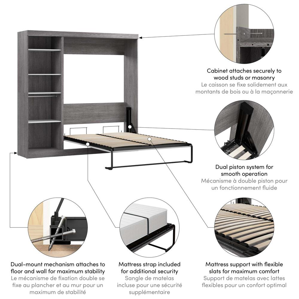 Nebula Full Murphy Bed with Closet Organizer (84W). Picture 7