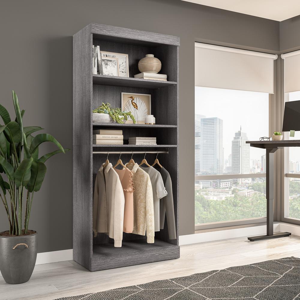 Bestar Pur 36W Closet Organizer in Bark Grey. Picture 3
