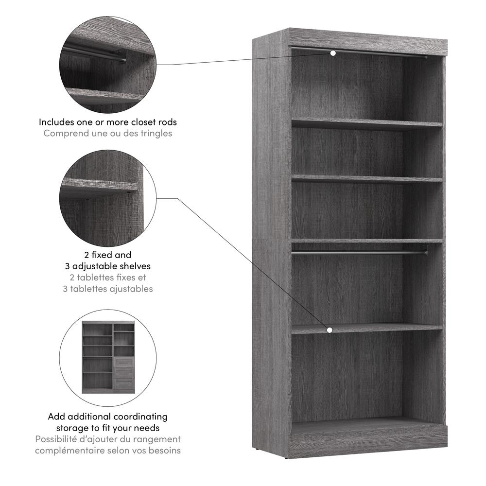 Bestar Pur 36W Closet Organizer in Bark Grey. Picture 4