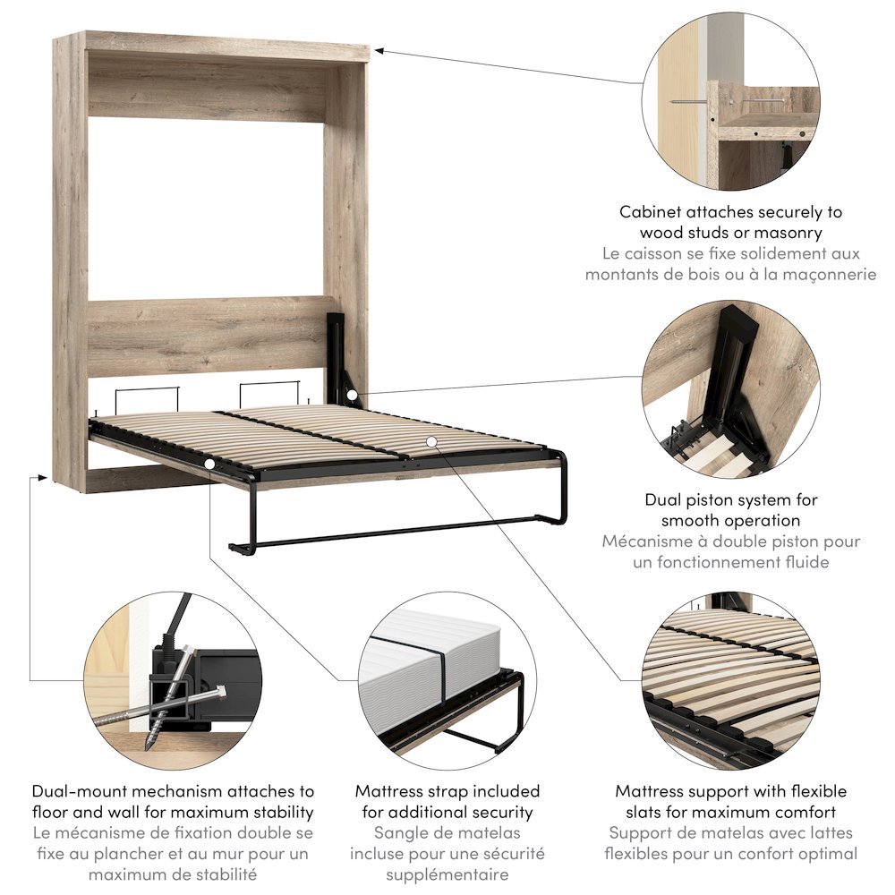 Murphy, 59-inch Space-Saving Wall Bed for Multipurpose Guest Room or Home Office. Picture 7