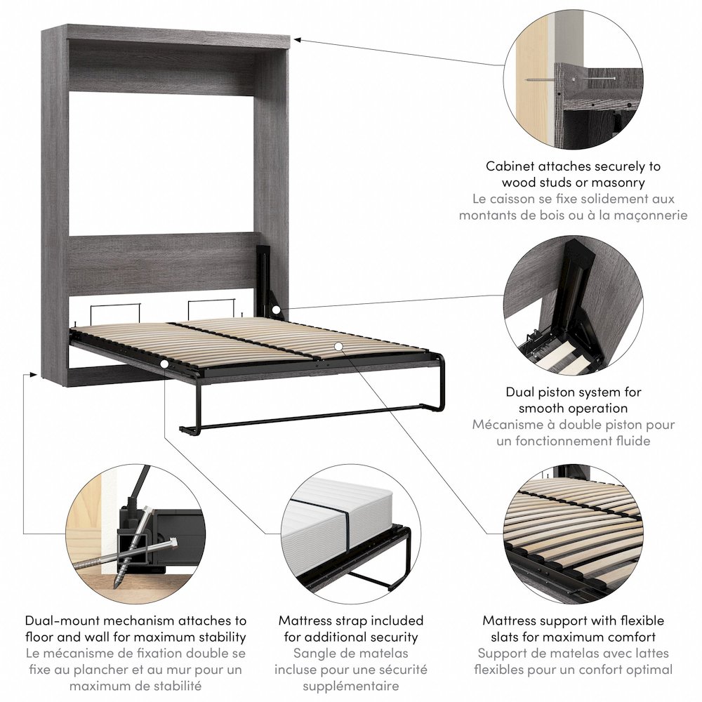 Murphy, 59-inch Space-Saving Wall Bed for Multipurpose Guest Room or Home Office. Picture 7