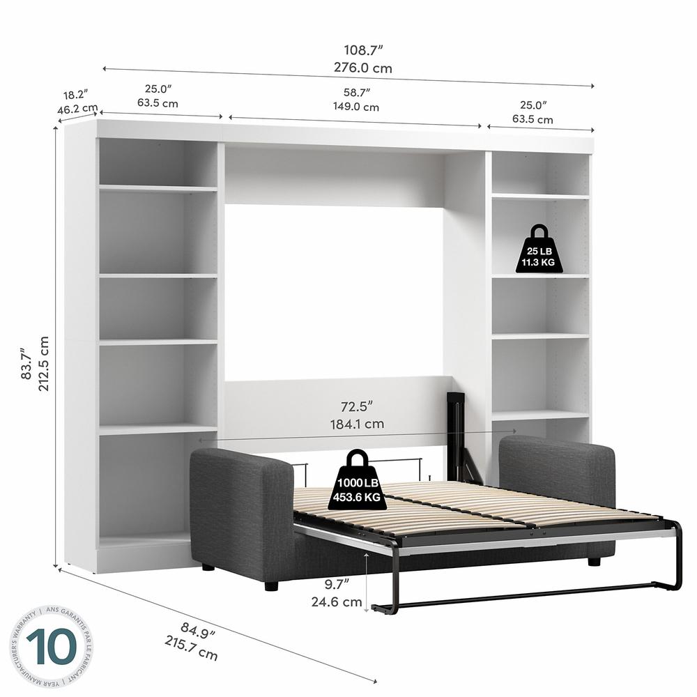 Murphy Sofa and Shelving Units, 109-inch Space-Saving Wall Bed with Storage. Picture 7