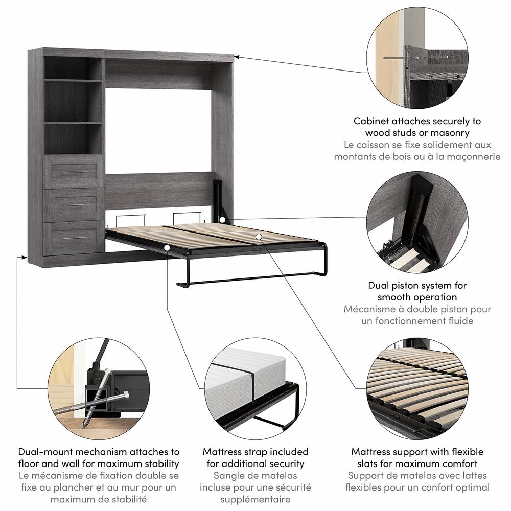 Murphy Bed and Storage Unit with Drawers, 84-inch Space-Saving Wall Bed. Picture 2
