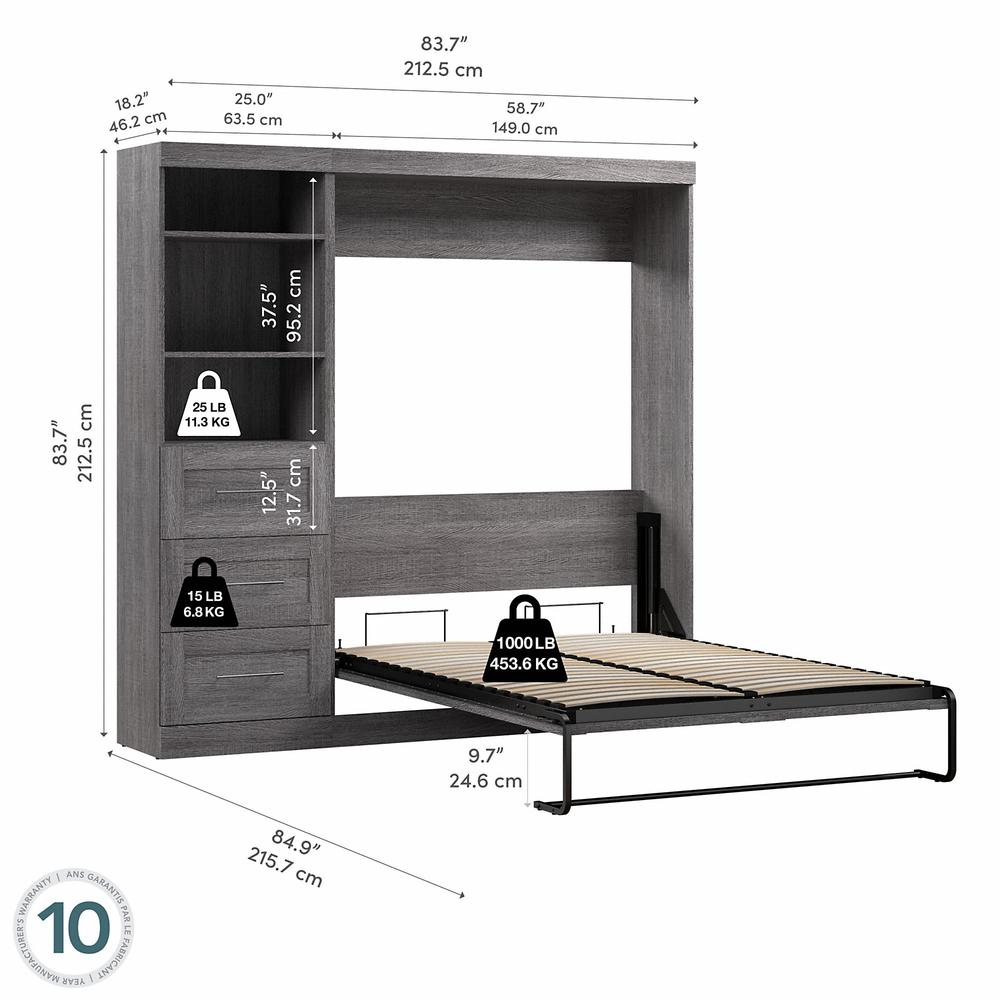 Murphy Bed and Storage Unit with Drawers, 84-inch Space-Saving Wall Bed. Picture 4