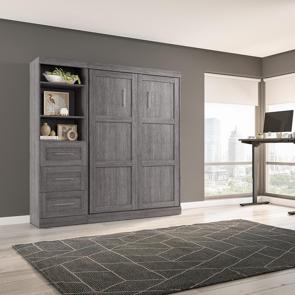 Murphy Bed and Storage Unit with Drawers, 84-inch Space-Saving Wall Bed. Picture 7