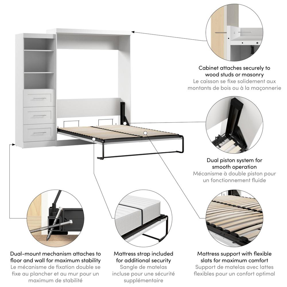 Queen Murphy Bed and Shelving Unit with Drawers, 90-inch Space-Saving Wall Bed. Picture 4