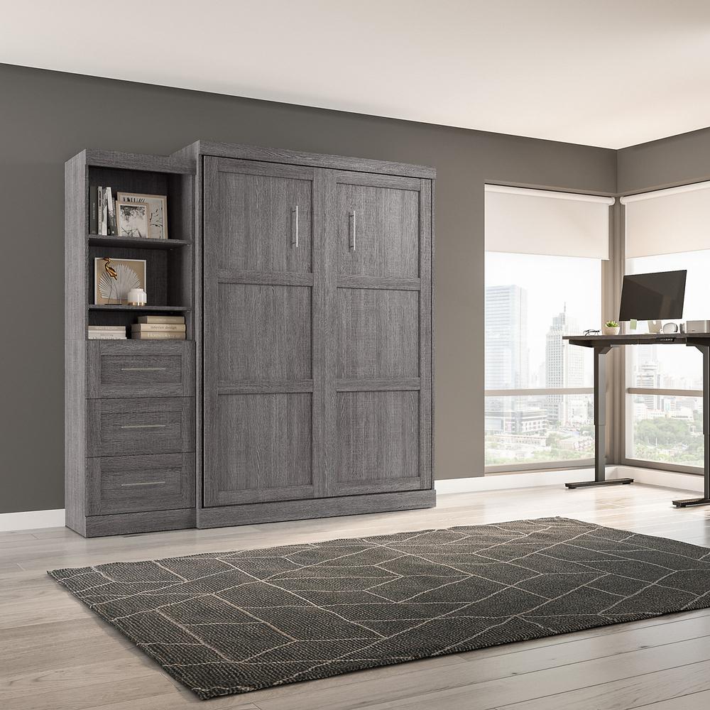 Queen Murphy Bed and Shelving Unit with Drawers, 90-inch Space-Saving Wall Bed. Picture 4