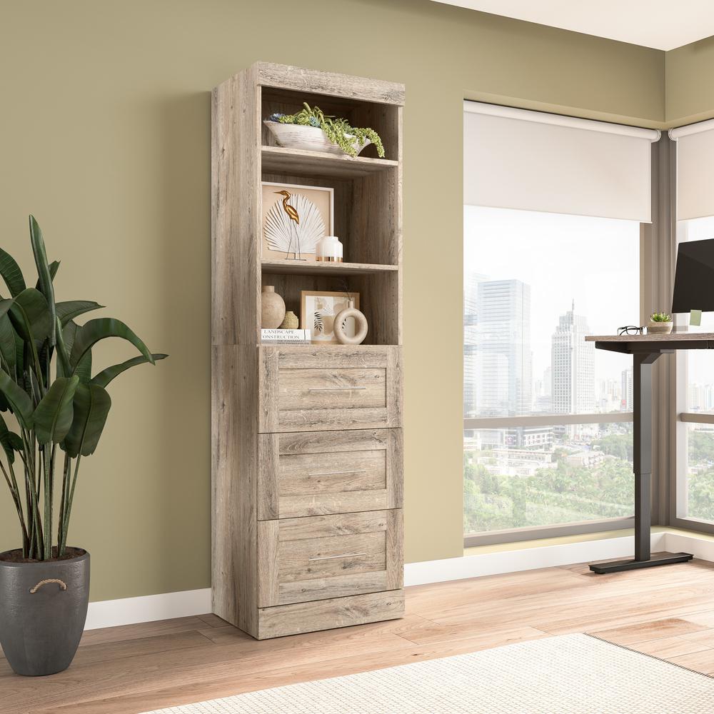 Bestar Pur 25W Closet Organizer with Drawers in rustic brown. Picture 3
