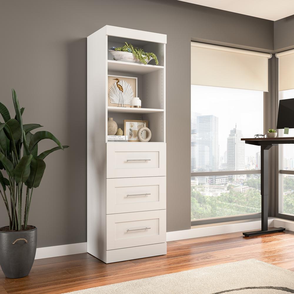Pur 25" storage unit with 3-drawer set in White. Picture 3