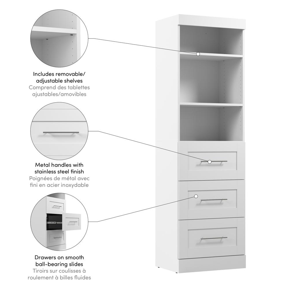 Pur 25" storage unit with 3-drawer set in White. Picture 4