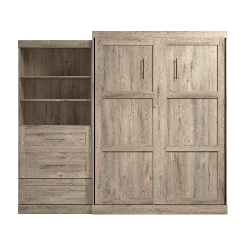 Queen Murphy Bed and Shelving Unit with Drawers, 101-inch Space-Saving Wall Bed. Picture 5