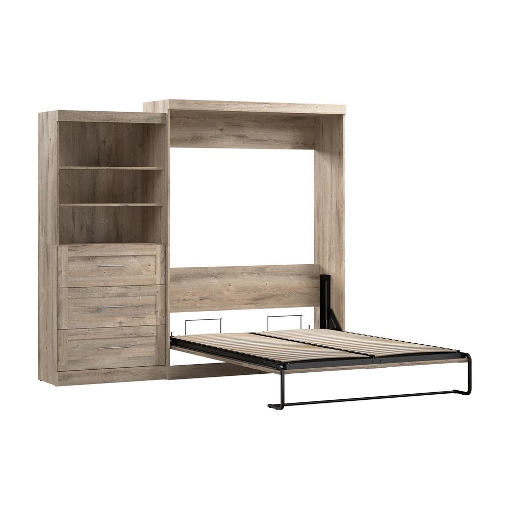 Queen Murphy Bed and Shelving Unit with Drawers, 101-inch Space-Saving Wall Bed. Picture 7