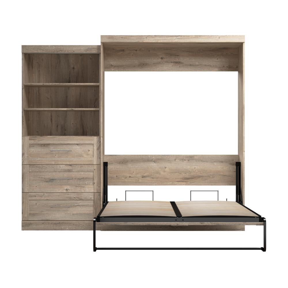 Queen Murphy Bed and Shelving Unit with Drawers, 101-inch Space-Saving Wall Bed. Picture 8