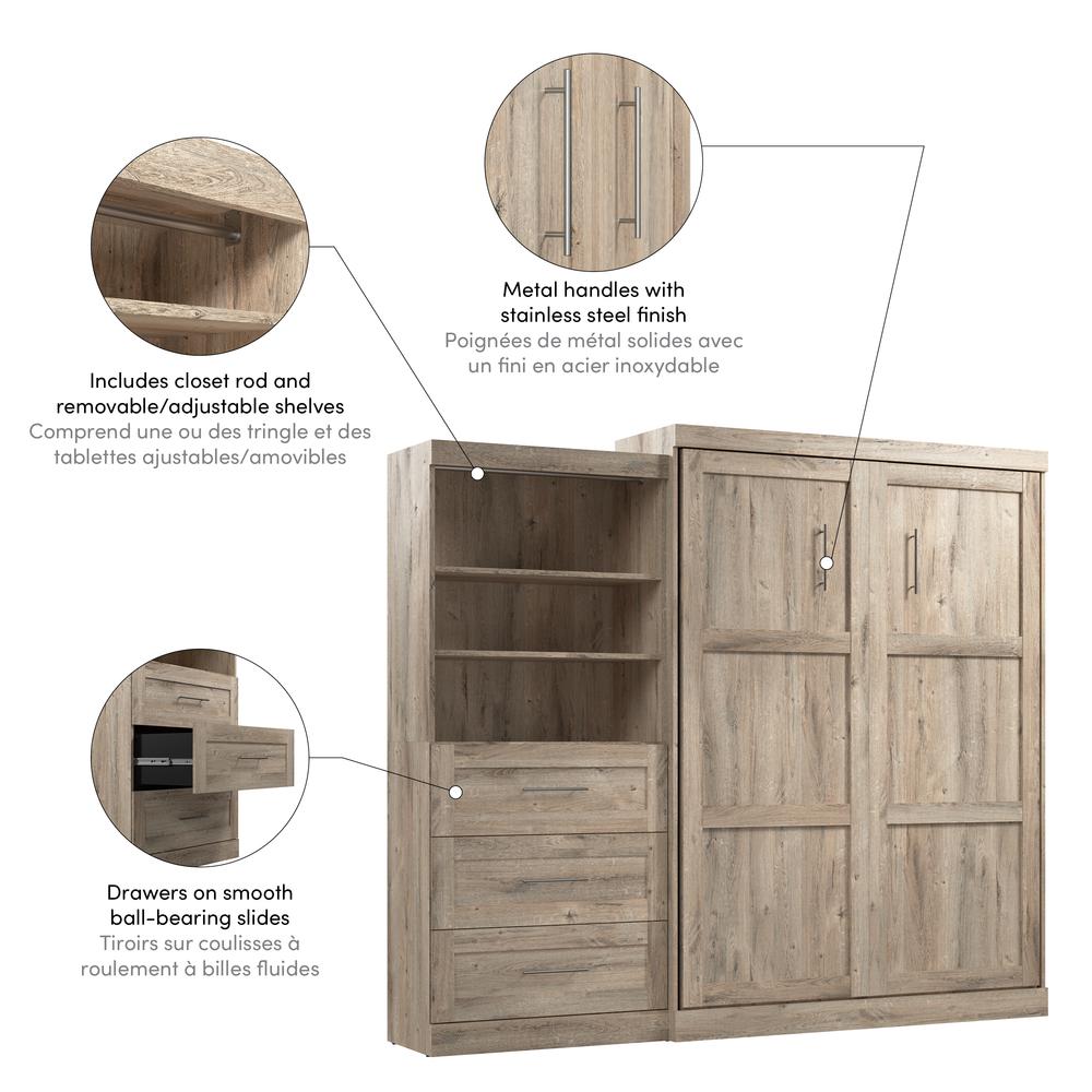 Queen Murphy Bed and Shelving Unit with Drawers, 101-inch Space-Saving Wall Bed. Picture 10