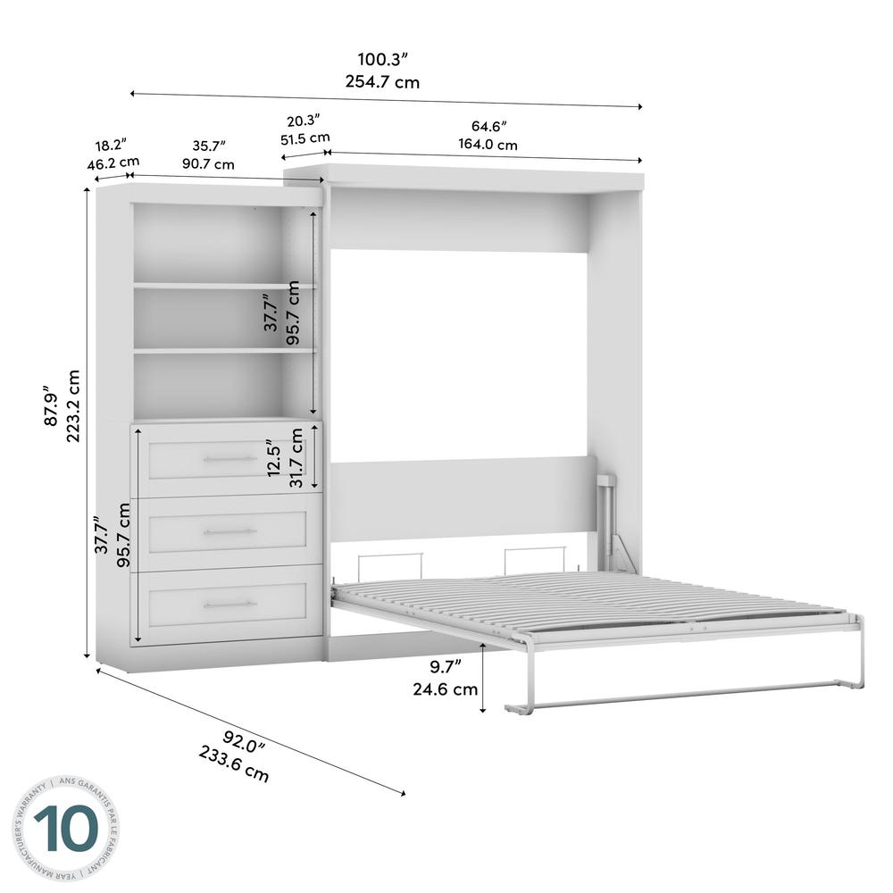 Queen Murphy Bed and Shelving Unit with Drawers, 101-inch Space-Saving Wall Bed. Picture 17