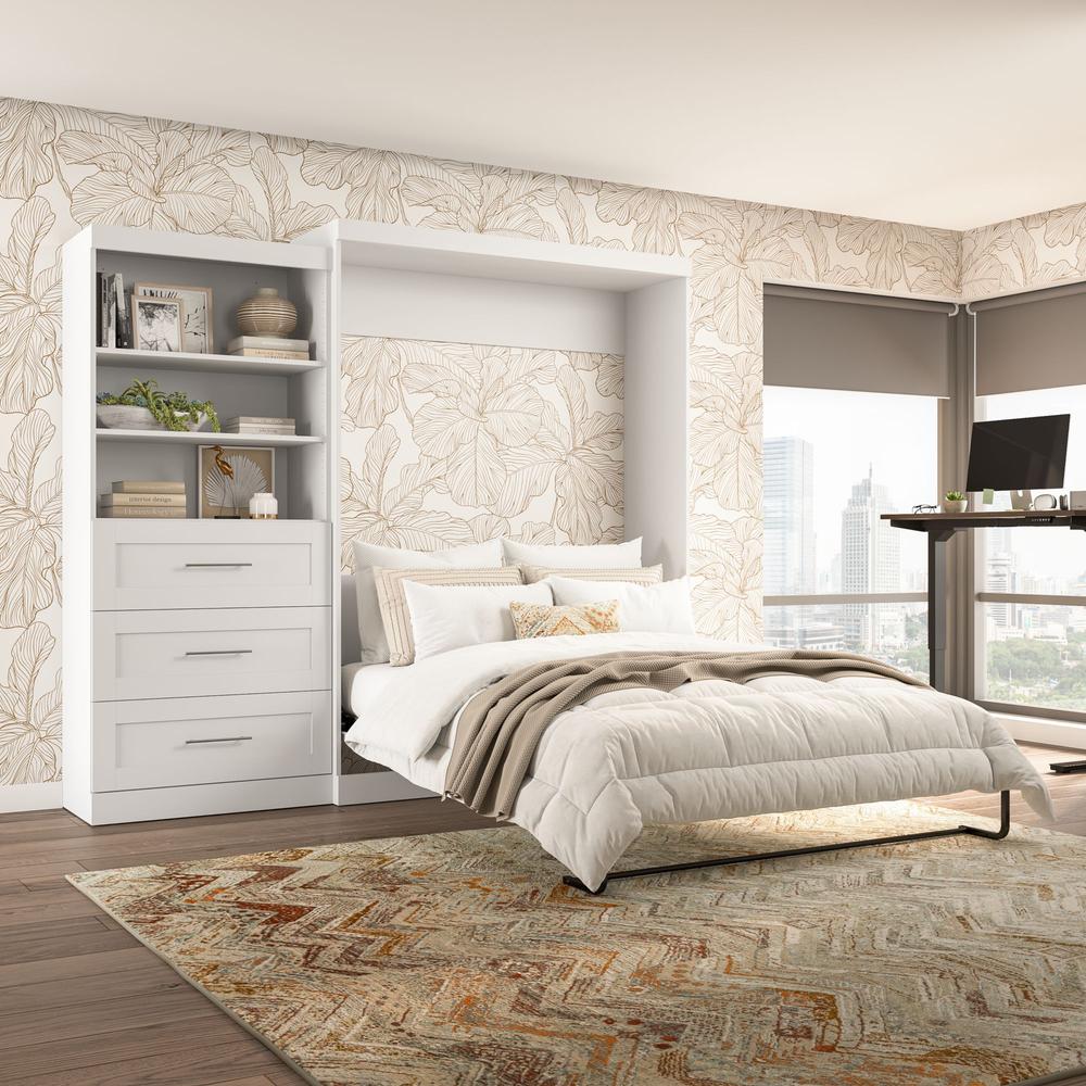 Queen Murphy Bed and Shelving Unit with Drawers, 101-inch Space-Saving Wall Bed. Picture 2