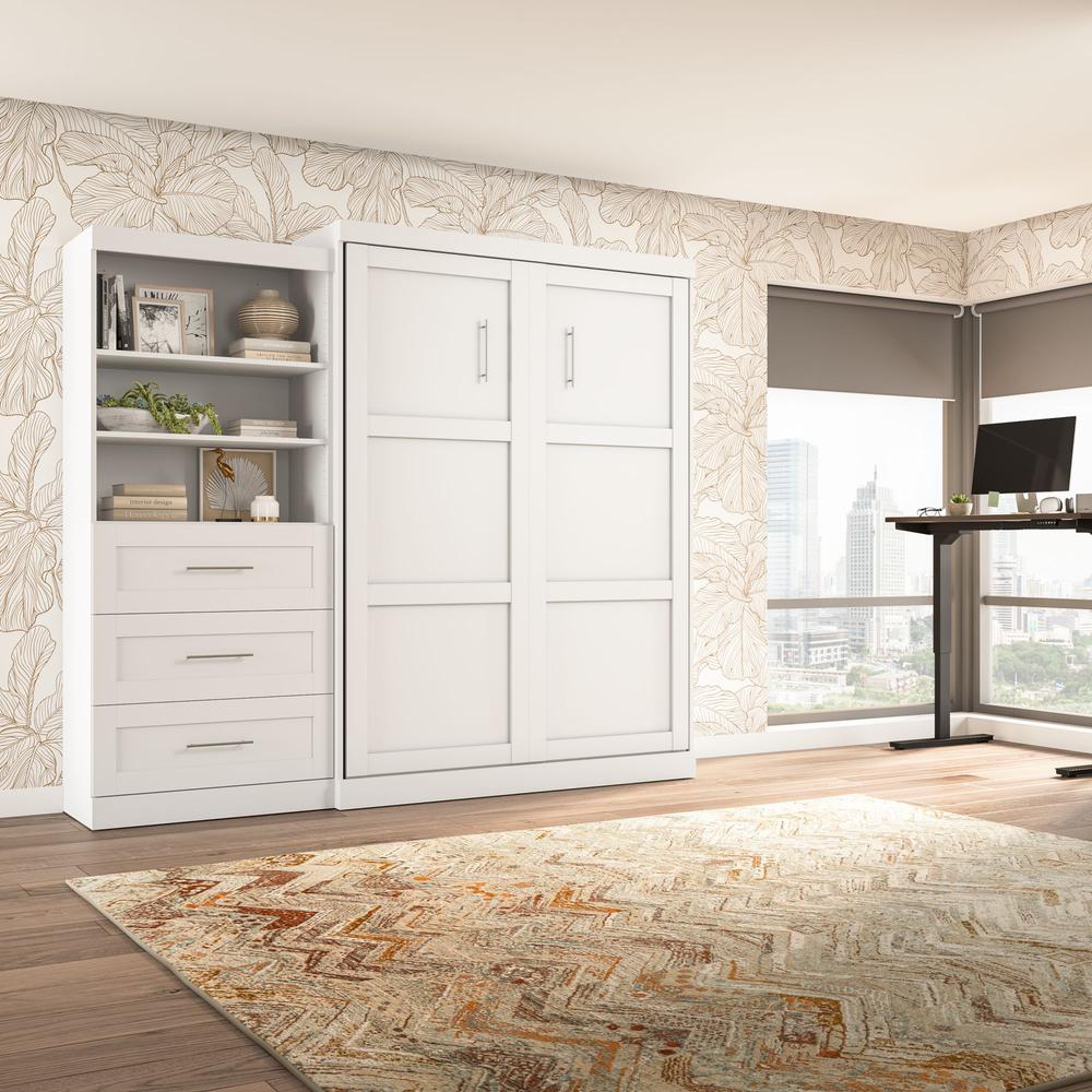 Queen Murphy Bed and Shelving Unit with Drawers, 101-inch Space-Saving Wall Bed. Picture 4