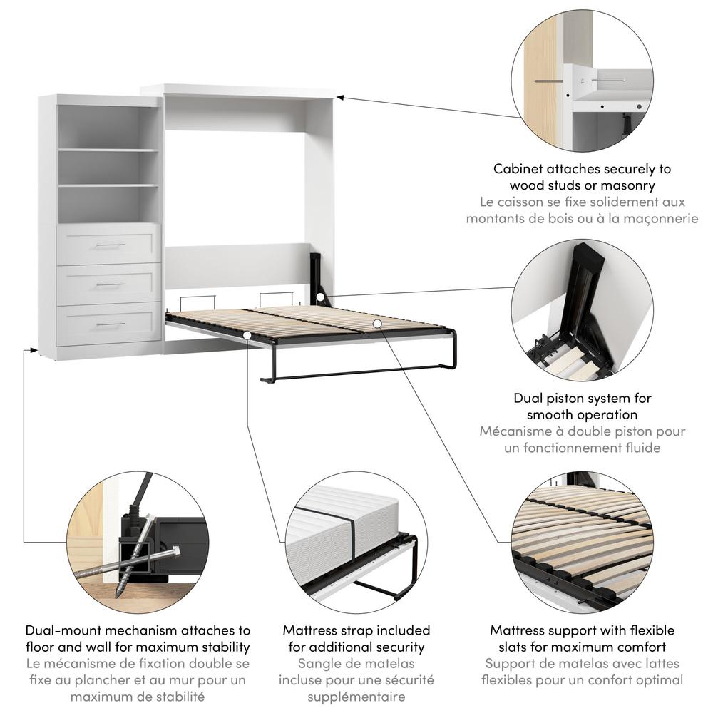 Queen Murphy Bed and Shelving Unit with Drawers, 101-inch Space-Saving Wall Bed. Picture 5