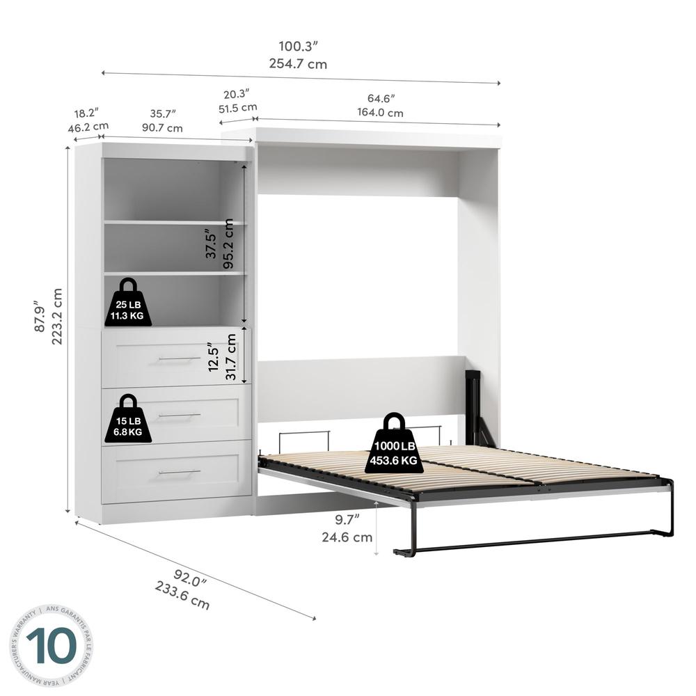 Queen Murphy Bed and Shelving Unit with Drawers, 101-inch Space-Saving Wall Bed. Picture 7