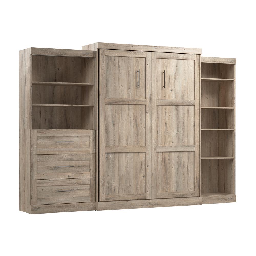 Queen Murphy Bed with Shelving and Drawers, 126-inch Space-Saving Wall Bed. Picture 1