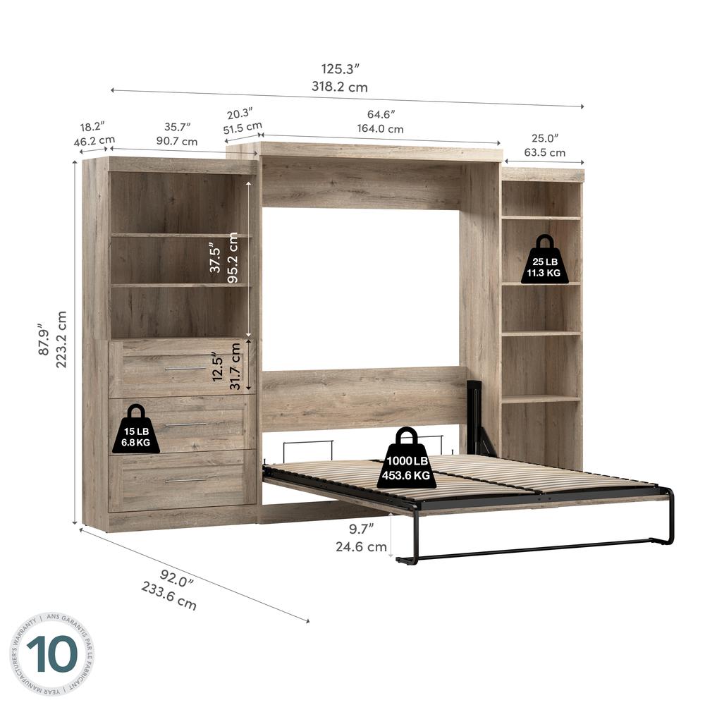 Queen Murphy Bed with Shelving and Drawers, 126-inch Space-Saving Wall Bed. Picture 5
